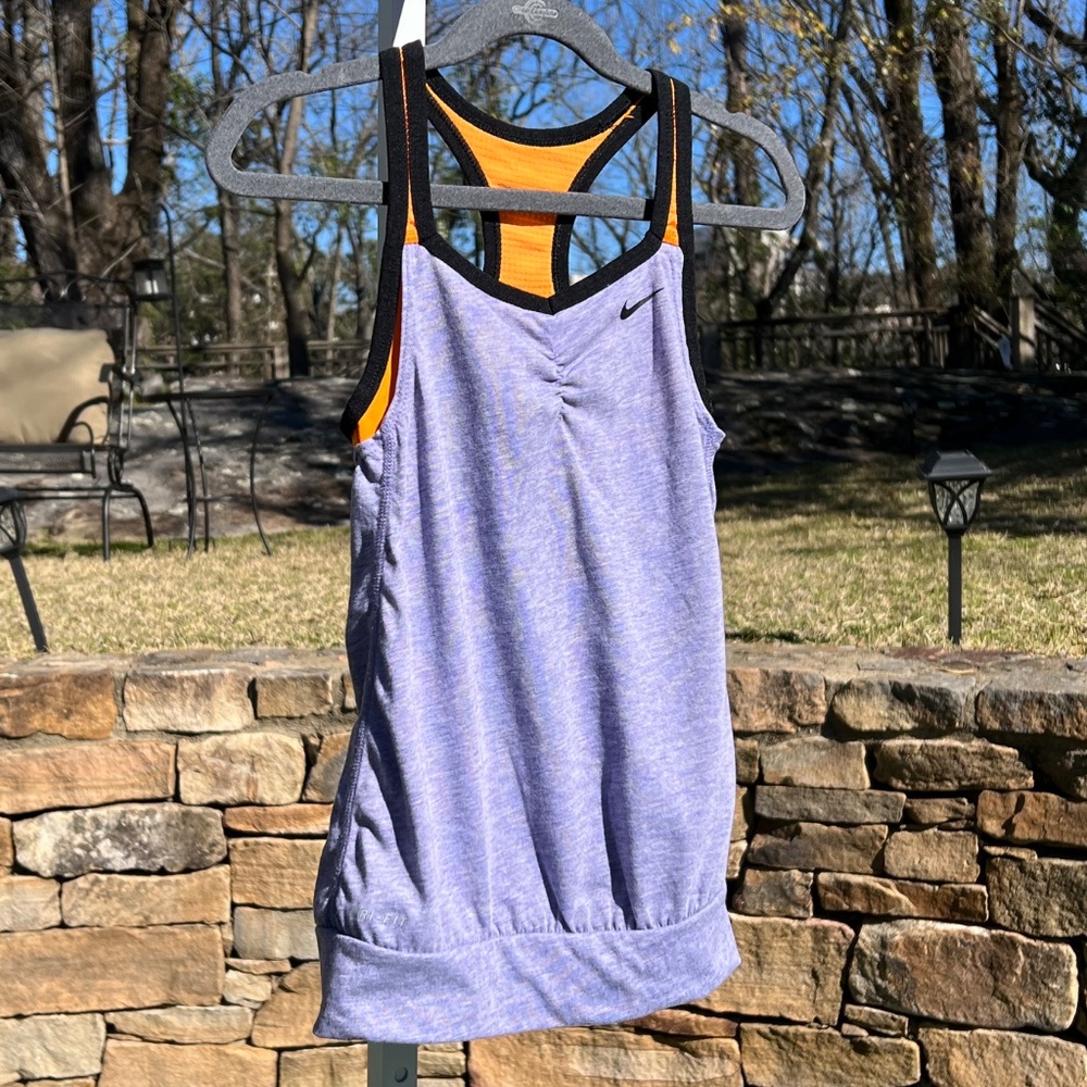Nike Girls' Dri-FIT Cool Lavender & Tangerine 2-1 Cami with Black Piping